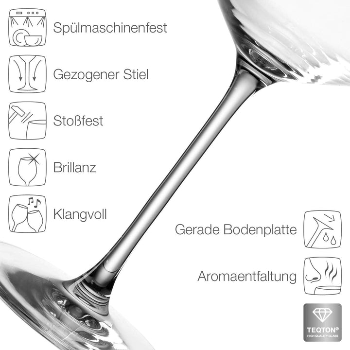 LEONARDO HOME PUCCINI Weinglas, Glas, klar, 6 Stück (1er Pack), 6 Rotweingläser 750 ml, Rotweingläse