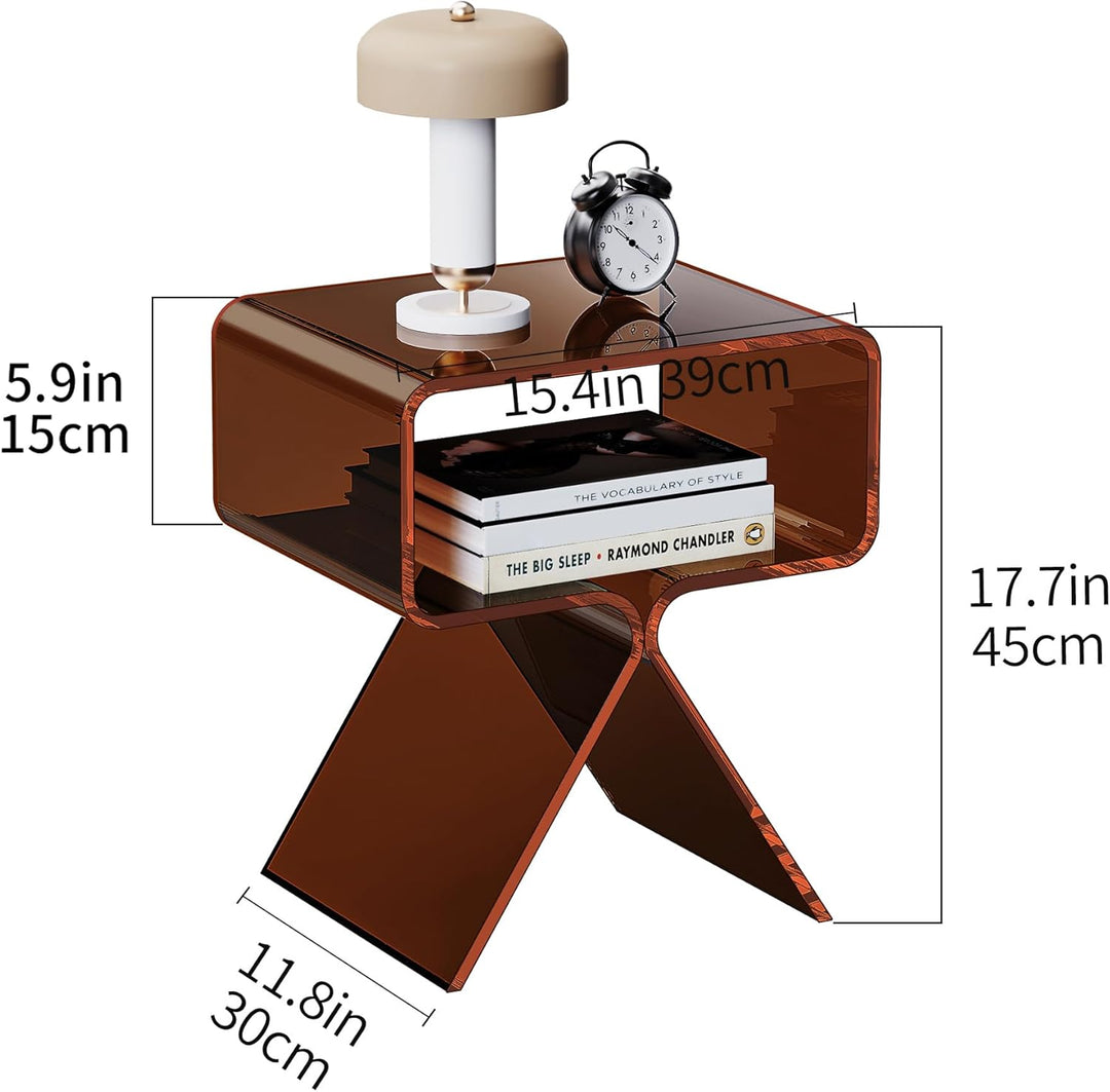 Acryl Nachttisch Beistelltisch, Modernes Design Clear Home Decor Display Endtisch (Dunkel Braun), Du