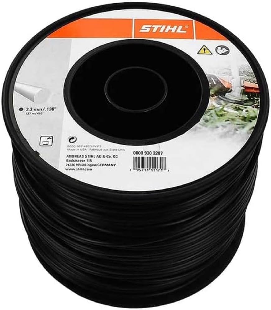 STIHL 0000 930 2287 Mähfaden Trimmerfaden Rund 3,3mm x 142 Meter in der Farbe Schwarz