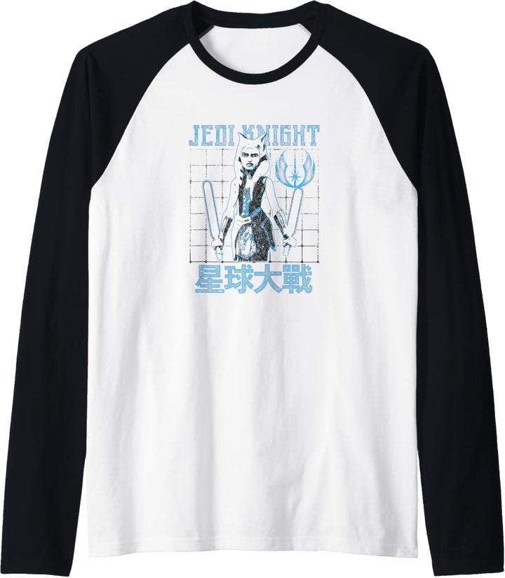 Star Wars Ashoka Clone Wars Transparent Blue Grid C1 Raglan