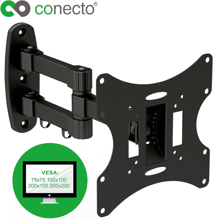 conecto TV Monitor Wandhalterung, neig- und schwenkbare Universalhalterung mit Gelenkarm, max. VESA