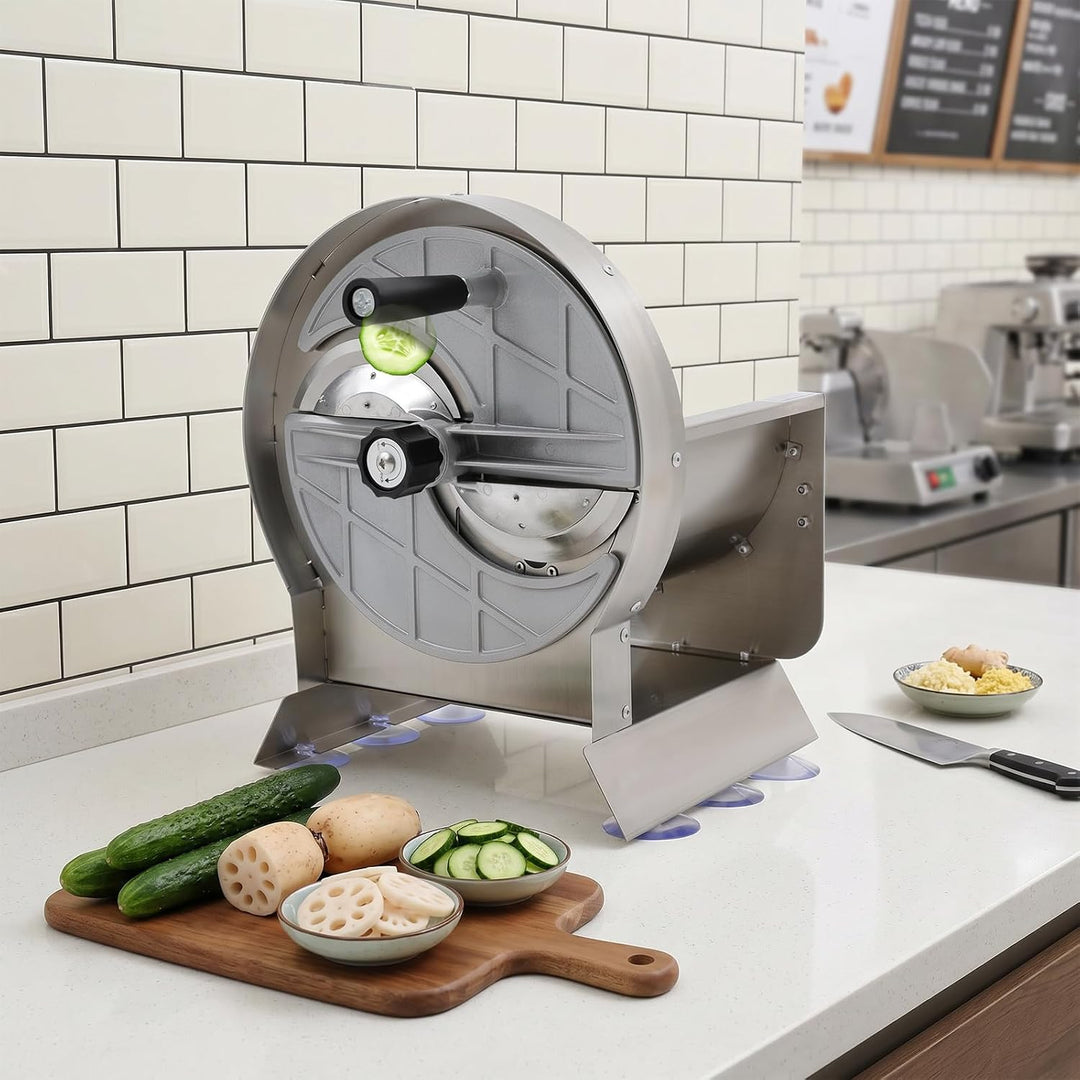 Manueller Lebensmittelschneider Gemüsescheibenschneider Obstschneider | Gastronomie mit 6 Saugnäpfe,