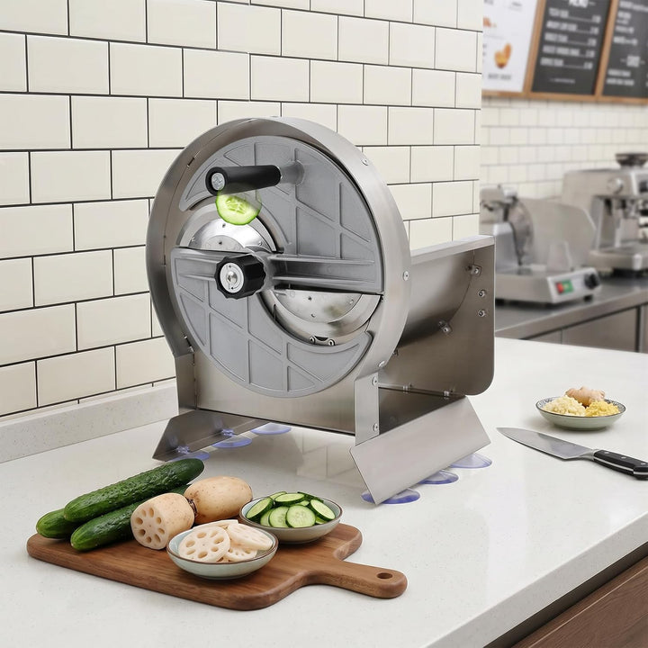 Manueller Lebensmittelschneider Gemüsescheibenschneider Obstschneider | Gastronomie mit 6 Saugnäpfe,