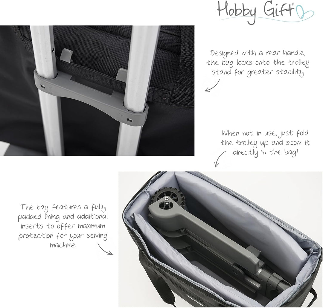 Hobby Gift MRSTLBLK Nähmaschinen-Aufbewahrungs-Trolley-Tasche, Stoff, Schwarz, 35 x 61 x 45cm 35 x 6