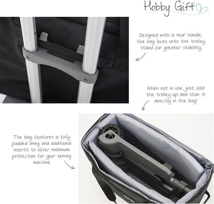 Hobby Gift MRSTLBLK Nähmaschinen-Aufbewahrungs-Trolley-Tasche, Stoff, Schwarz, 35 x 61 x 45cm 35 x 6