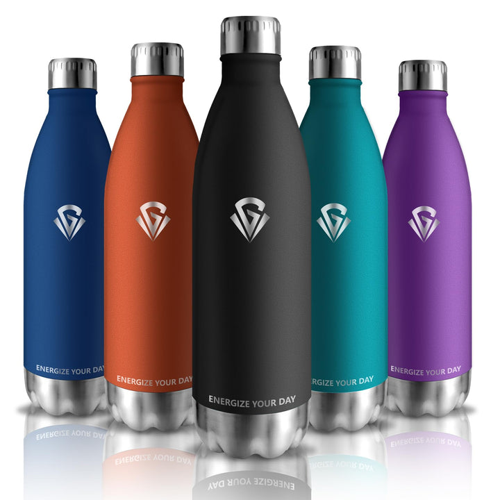 Grsta Trinkflasche 1l, Trinkflasche Edelstahl BPA-Freie, Thermosflasche Kalt&Warm, Trinkflasche Spor