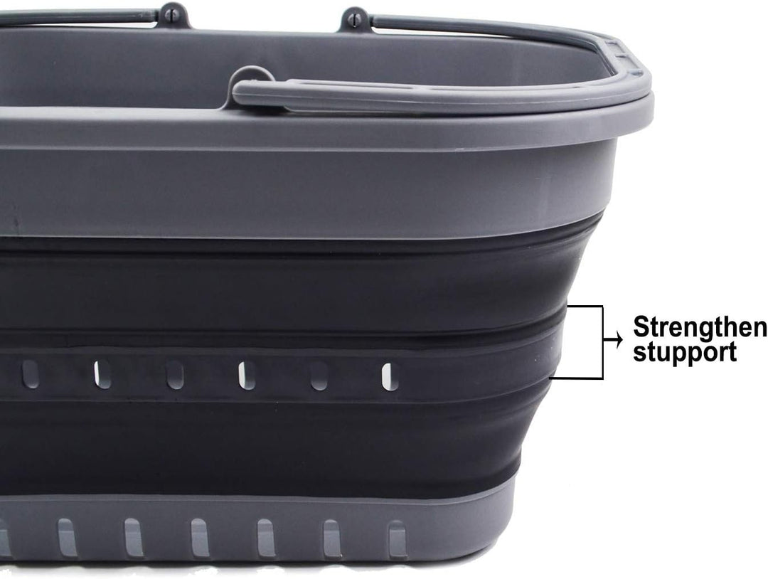 SAMMART 19L Collapsible Tub with Handle - Portable Outdoor Picnic Basket/Crater - Foldable Shopping