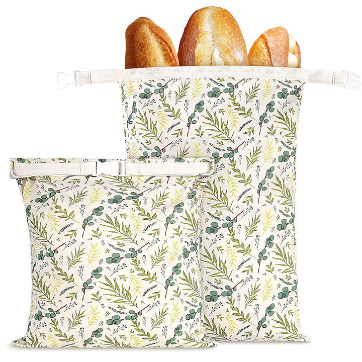 2 Stück 43 * 32,5cm Brotbeutel mit Bienenwachstuch Innenfutter Wiederverwendbare Brottüten Brot Obst