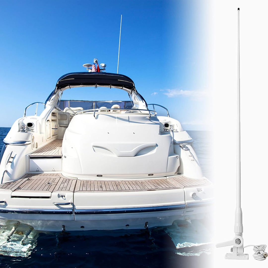 HYS VHF Marine Fiberglas Antenne 1,1 m/43,7 Zoll Verstärkung Antenne 7 Meter Koaxial Feeder mit PL-2