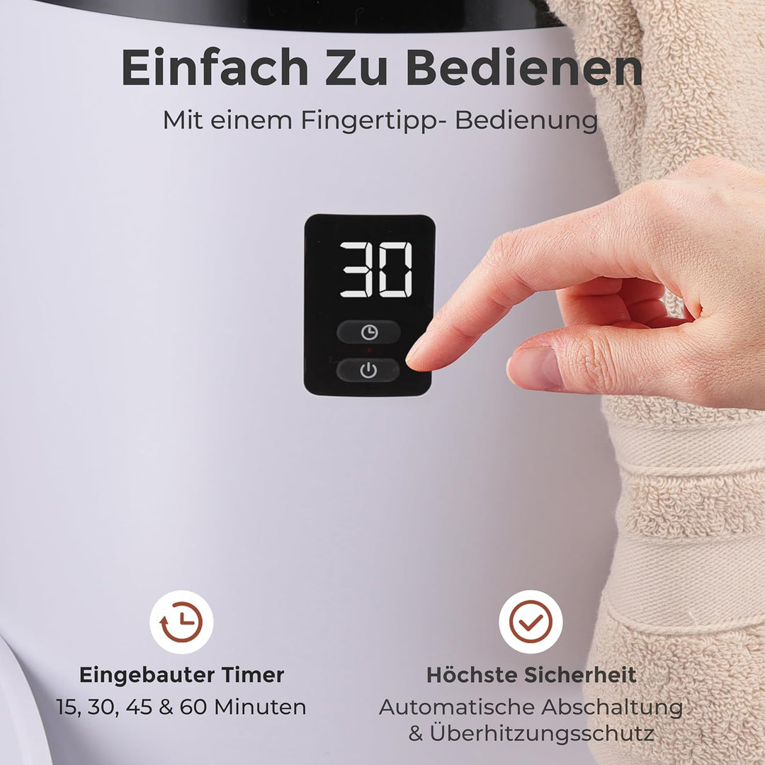 SereneLife Handtuchhalter Stehend Schwarz – Elektrischer Handtuchwärmer für 2 Handtücher Energiespar