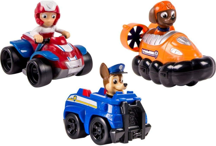 PAW PATROL 6024059-1 Rettungsflitzer 3er Set - Version 2 (Chase, Zuma, Ryder), Chase, Zuma, Ryder