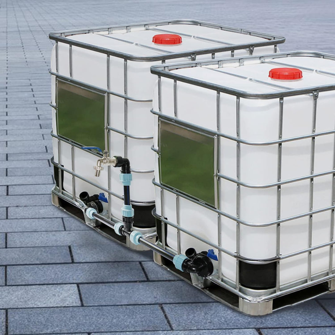 IBC Verbindungssets, Verbindungsset für IBC Regenwassertanks mit 3/4" Schwananhals Garten Wasserhahn