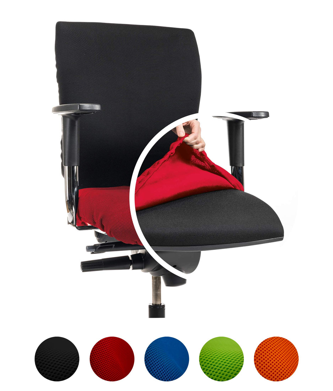 Bürostuhlbezug für die SITZFLÄCHE (Grösse Standard) - Sitzflächengrösse ca. 40-52 cm Breite und ca.