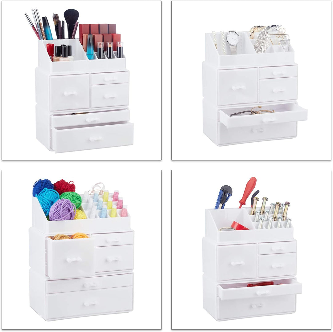 Relaxdays Make Up Organizer mit 21 Fächern, Kosmetik Tower für Lippenstift, Nagellack, Schminke, Acr