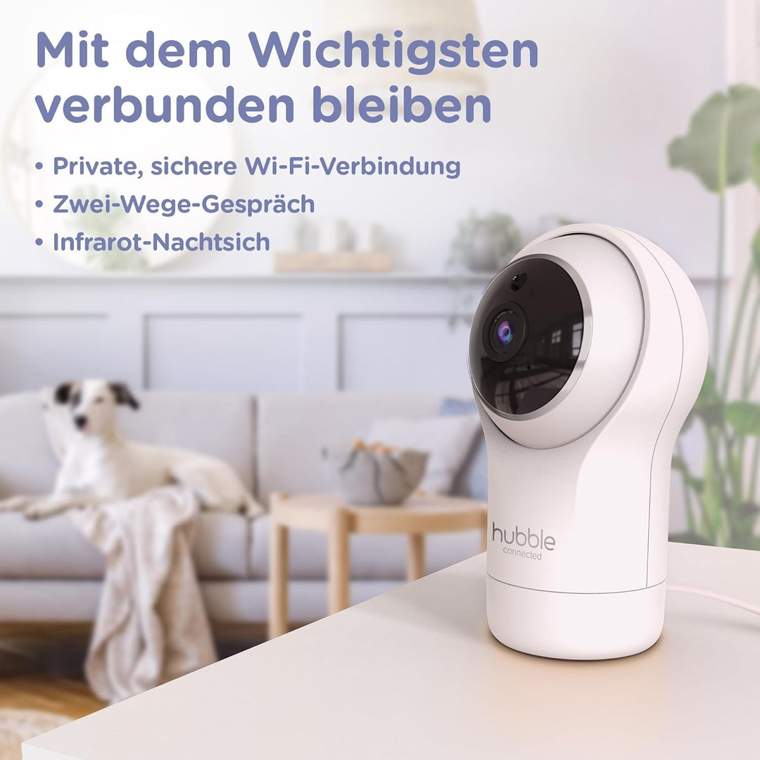 Hubble Connected Nursery Pal Glow, Babyphone mit Kamera, 7-Farben-Nachtlicht, Raumtemperatursensor,
