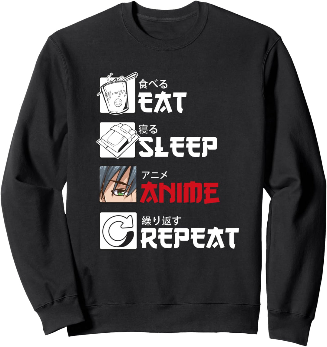 Eat Sleep Anime Repeat Japan Otaku Anime Sweatshirt