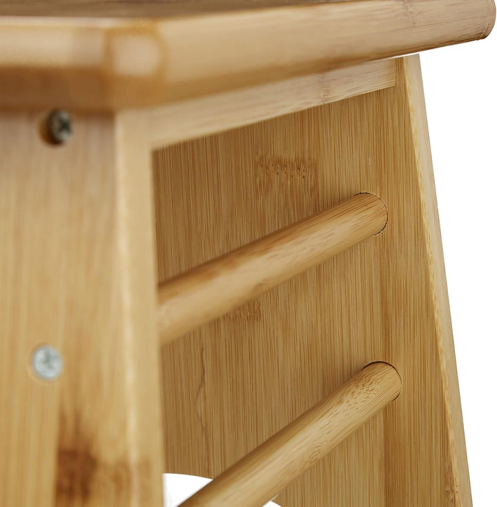 Relaxdays Fussbank, Bambus, bis 100 kg, Stabiler Tritthocker, Kinderhocker Bad, Hocker, HxBxT: 20 x