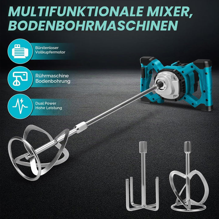Akku Farbmörtelrührer Kompatibel mit Makita 18V Batterie, 3200W Rührwerk Mörtelrührer Zementrührer m