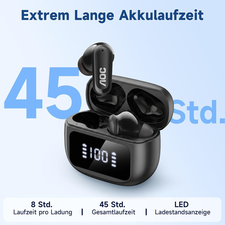 AOC Kopfhörer Kabellos Bluetooth 6.0 in Ear Kopfhörer Bluetooth 40 std | Bluetooth Kopfhörer mit 6 A