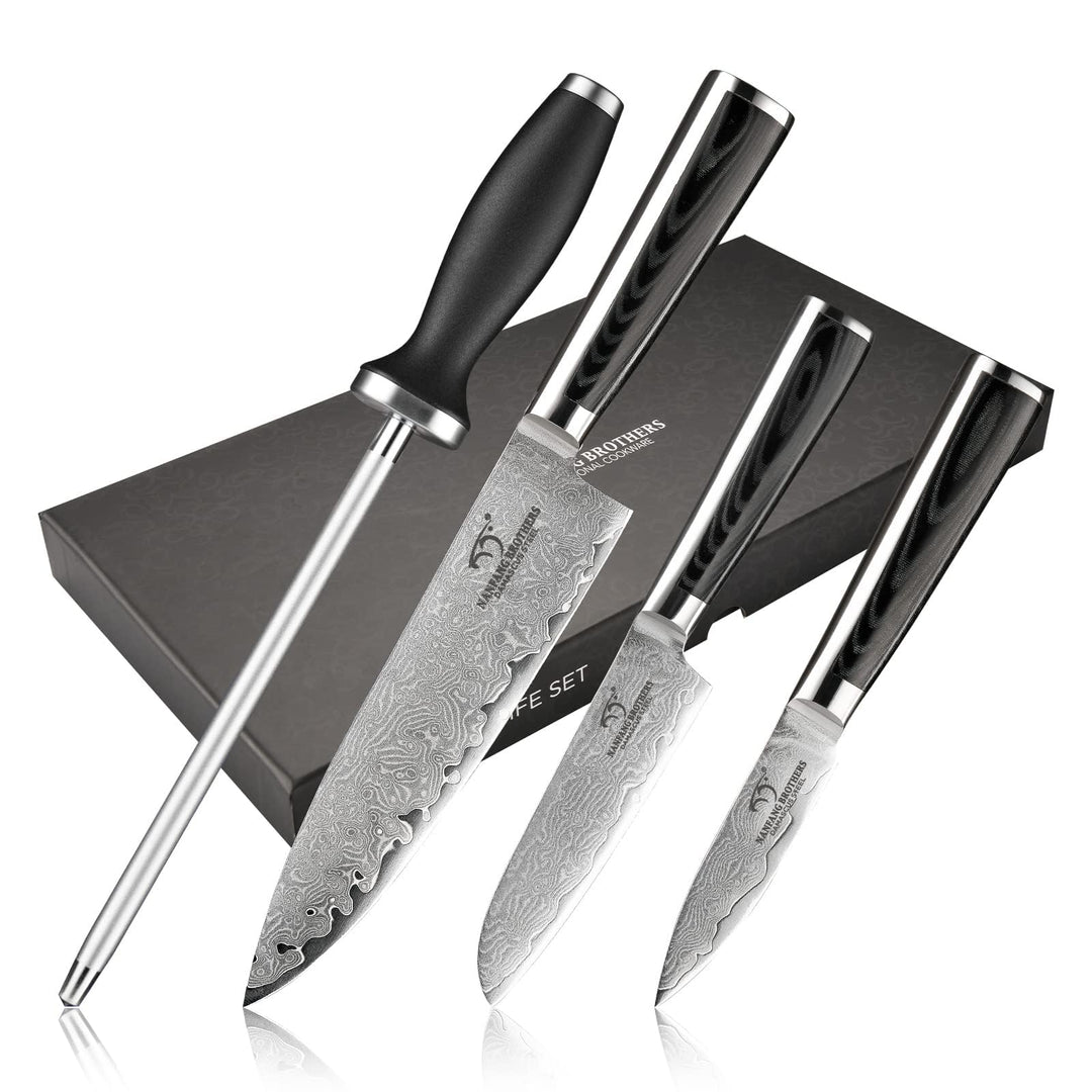 NANFANG BROTHERS Damaszener Messerset mit Premium Box,Japanisches Messerset,Kochmessersets Professio