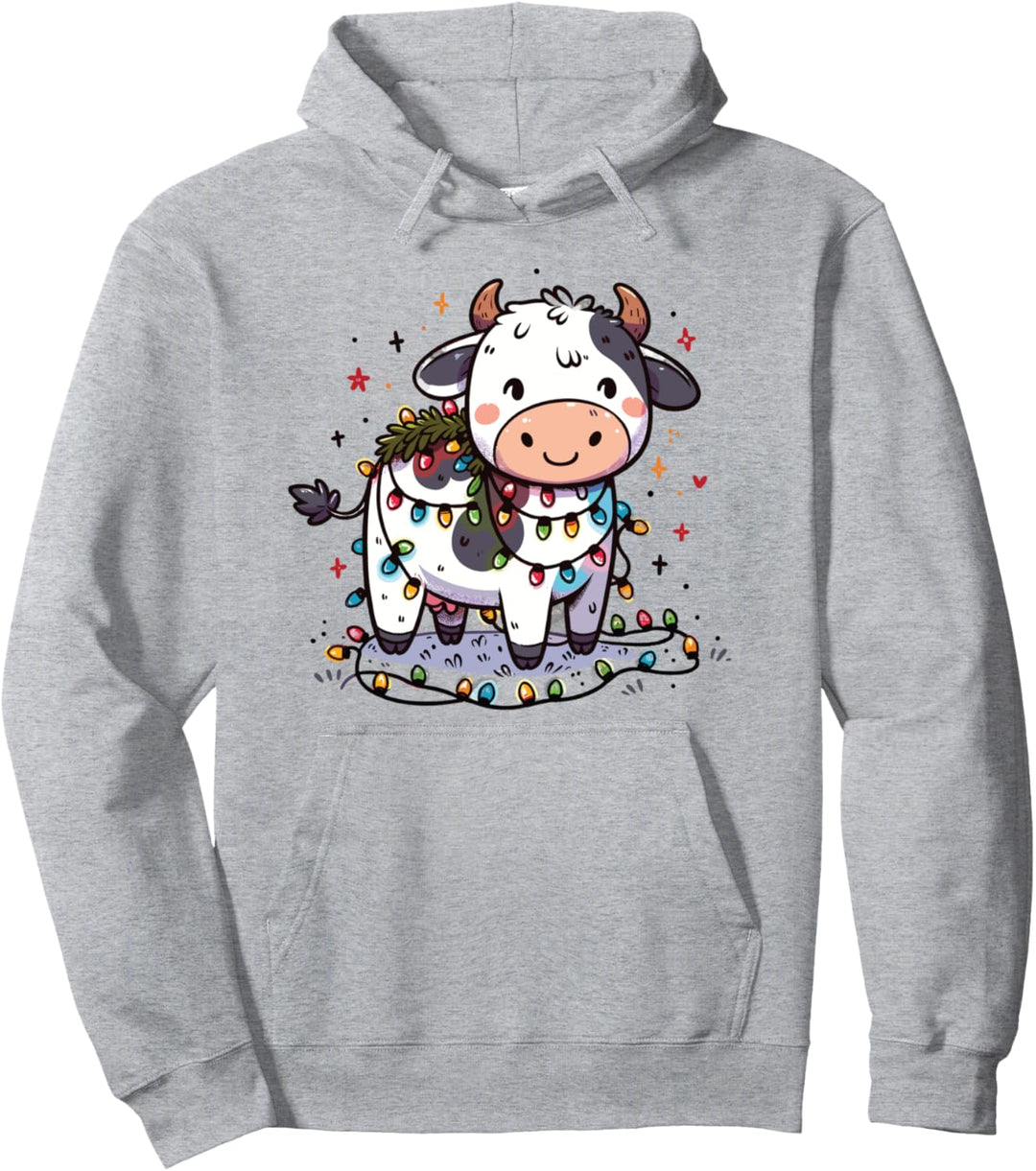 Frohe Weihnachten Kuh trägt Weihnachtsmütze Weihnachten Kuh Pullover Hoodie