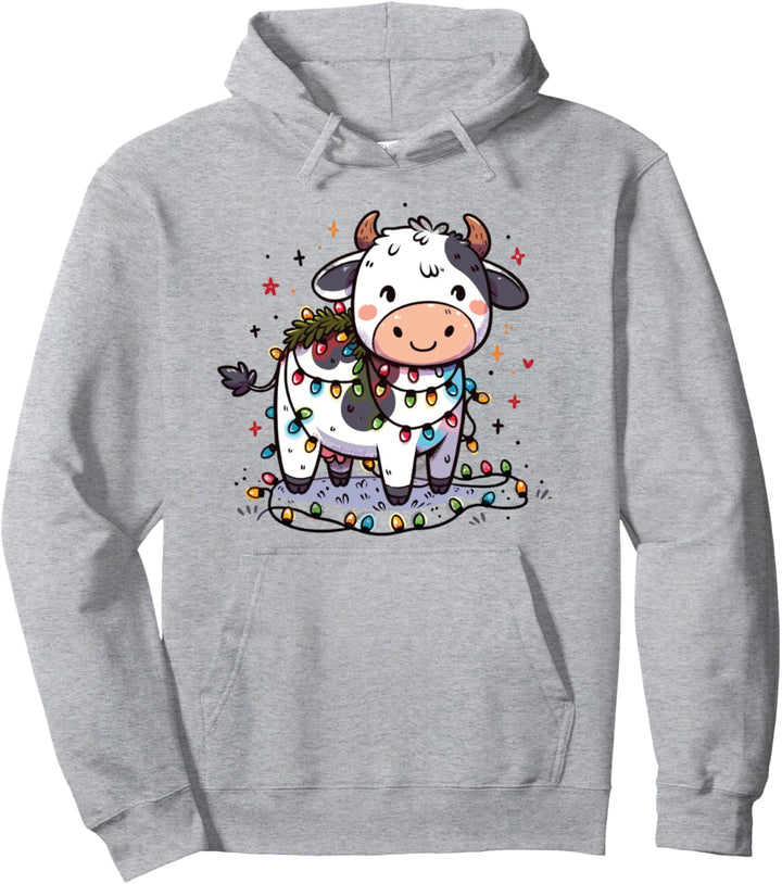 Frohe Weihnachten Kuh trägt Weihnachtsmütze Weihnachten Kuh Pullover Hoodie