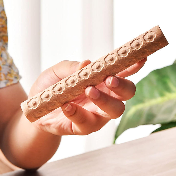 6 x Holz-Tonroller, Modelliermuster-Roller-Set, Töpfereimuster-Roller, Ton-Nudelholz, strukturierter
