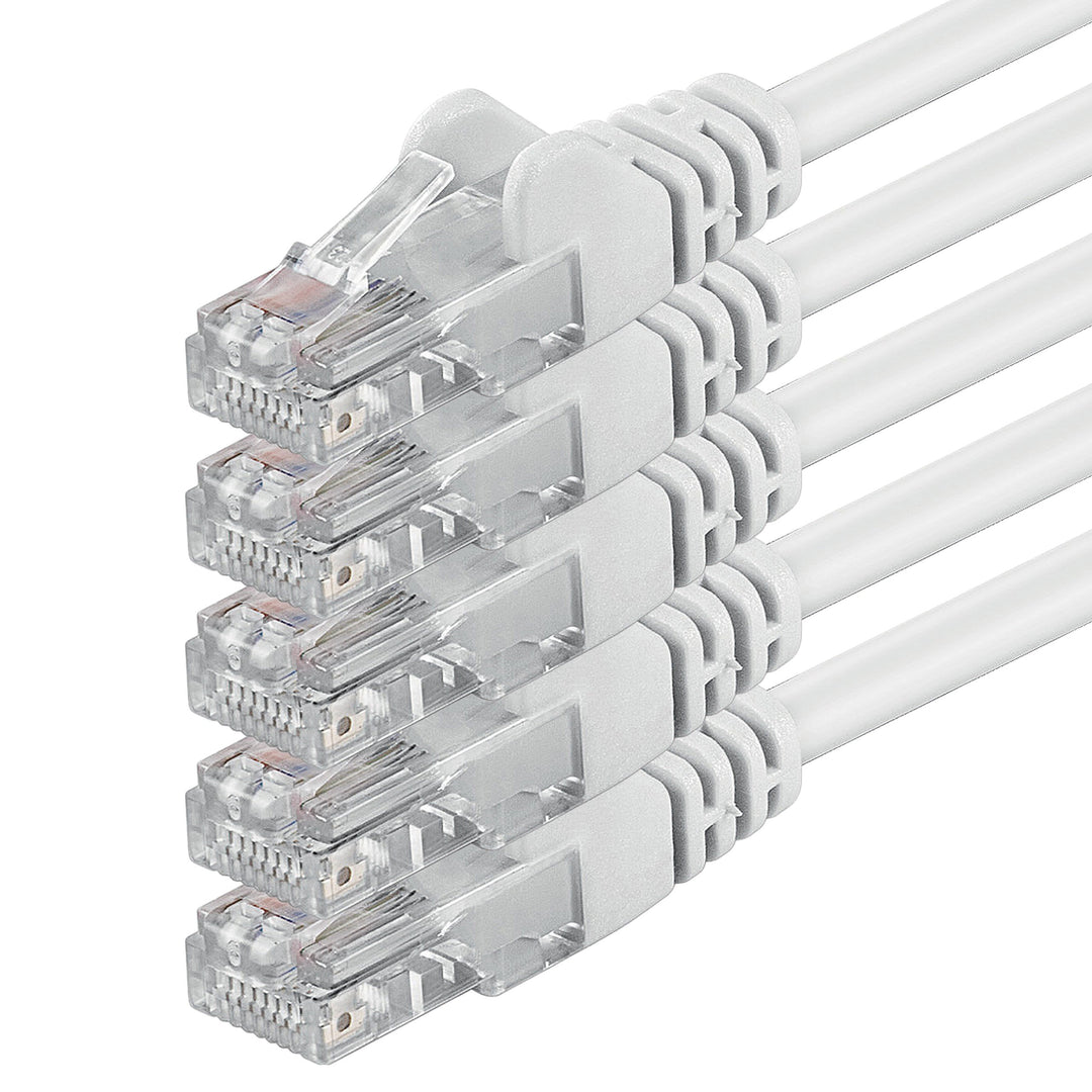 1aTTack.de 10m - weiss - 5 Stück - (PACK) - CAT.6 CAT6 Ethernet-Lan-Netzwerk-Kabel 1000 Mbit/s Patch
