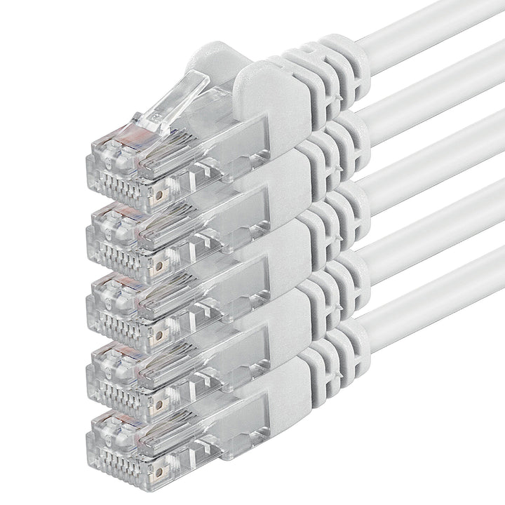 1aTTack.de 10m - weiss - 5 Stück - (PACK) - CAT.6 CAT6 Ethernet-Lan-Netzwerk-Kabel 1000 Mbit/s Patch