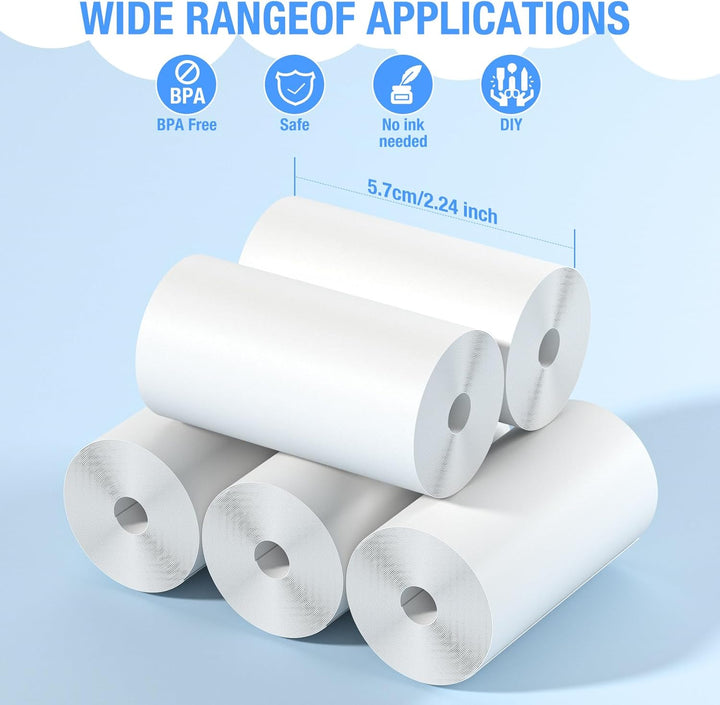 5 Rollen Druckpapier für Kinderkamera, Sofortdruck Thermopapier, Nachfüllpapier für Kinderkamera, So