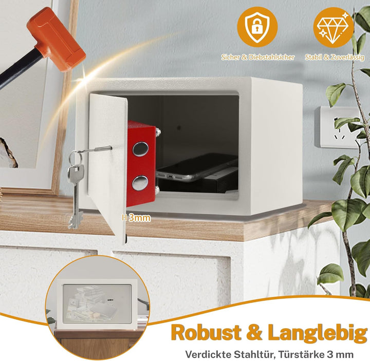 YARDIN Möbeltresor Doppelbartschloss, Tresor Safe mit 2 x Schlüssel, Safe Geldschrank Boden, Wandtre