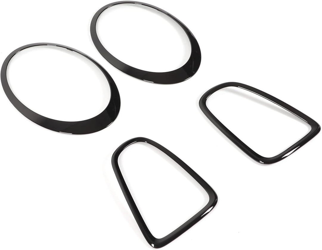 Scheinwerfergitter-Einfassungs-Zierkit, 4-teilig, Glänzend Schwarz, Scheinwerfer-Rücklicht-Einfassun