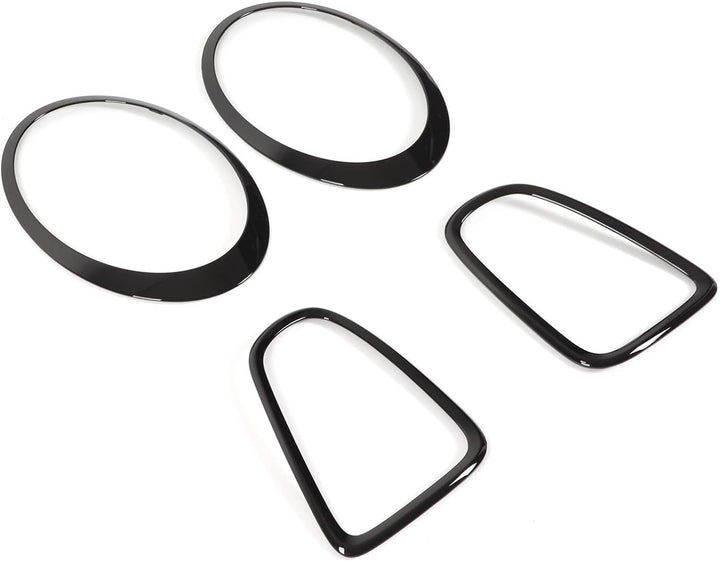 Scheinwerfergitter-Einfassungs-Zierkit, 4-teilig, Glänzend Schwarz, Scheinwerfer-Rücklicht-Einfassun