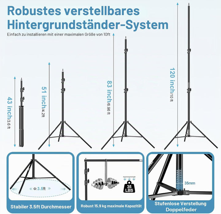 EMART Studio Hintergrund Ständer 3x3m, Professionelles Hintergrundsystem Fotografie Heavy Duty Hinte