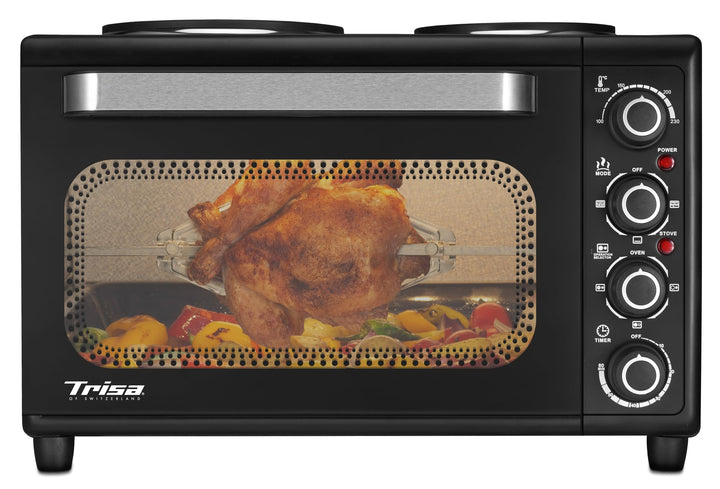 Trisa Mini Backofen 30L - Perfekt Zum Backen, Grillen & Braten, Temperaturregelung 100-250°C, 60 Min