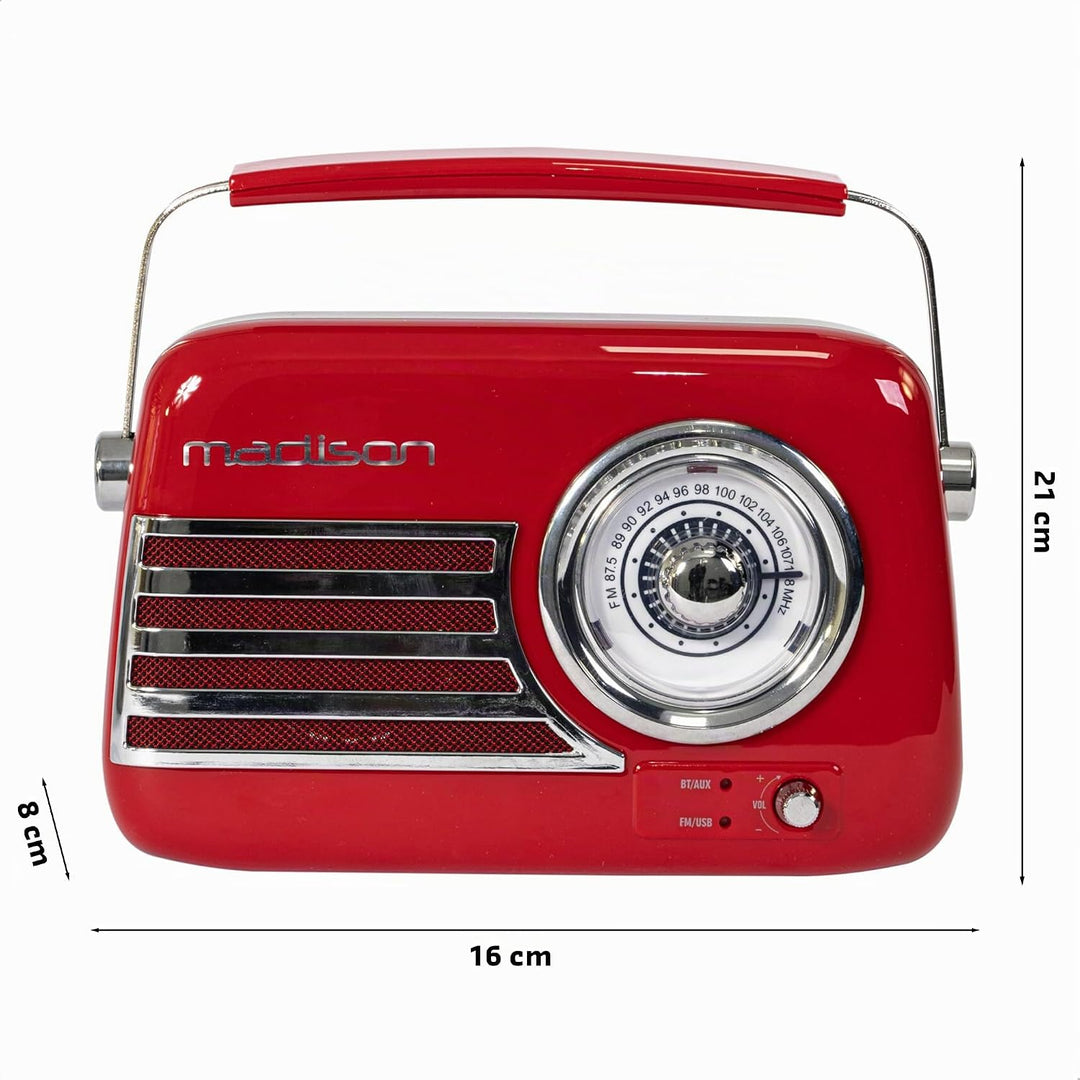 FREESOUND-VR40R - MADISON - 30W Vintage-Radio mit langer Batterielaufzeit, Bluetooth, USB und UKW -