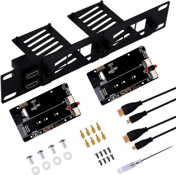 GeeekPi 10 Zoll 1U Rack-Halterung für Raspberry Pi 5, mit 2PCS PCIe auf M.2 NVMe SSD Adaptern, hält