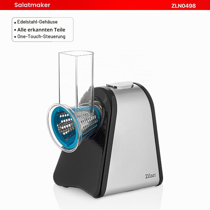 Zilan Gemüseschneider, elektrisch, 4 in 1, Raspeln, Schaben, Mandoline, Gemüse, Obst, 200 W