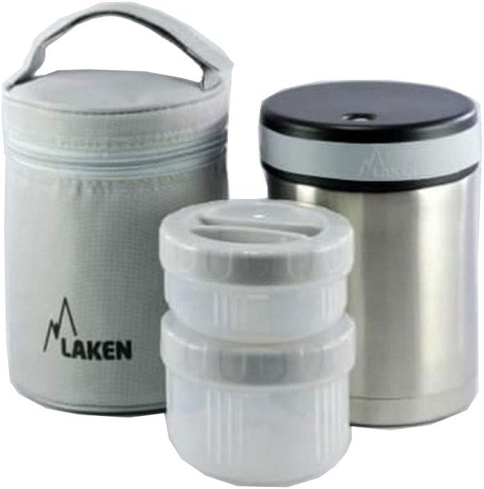 Laken Isolierflasche Edelstahl Lebensmittelbehalter mit Neopren-Uberzug 1 Liter + 2 PP Behalter 1 L