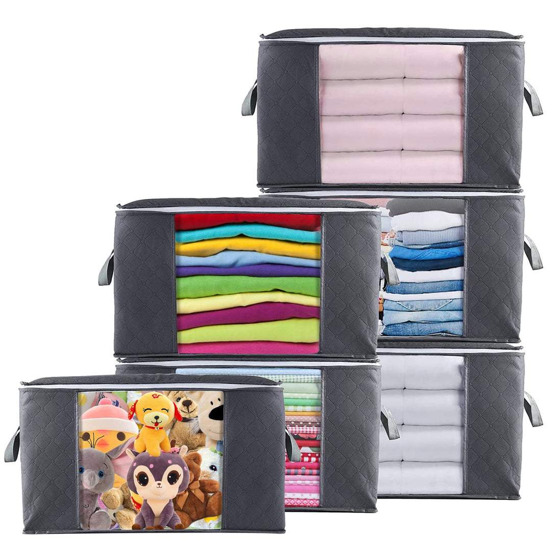 Withosent 6 Stück 90L Grosse Aufbewahrungstasche Schrank Organizer Set, Faltbare Kleideraufbewahrung