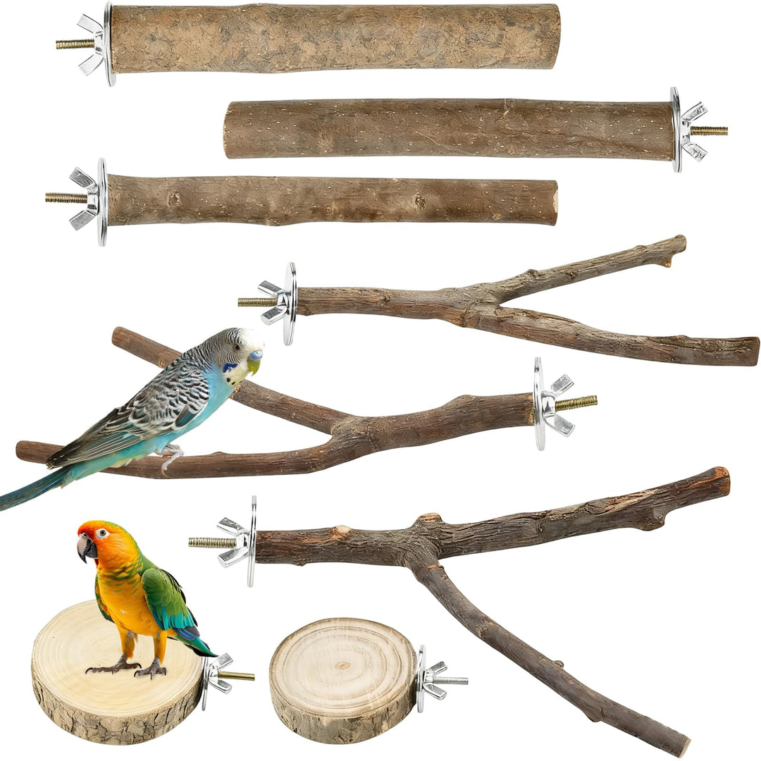 8 stück vogelspielzeug sitzstangen für vögel Naturholzstangen Vogelständer Vogelzubehör sitzstangen,