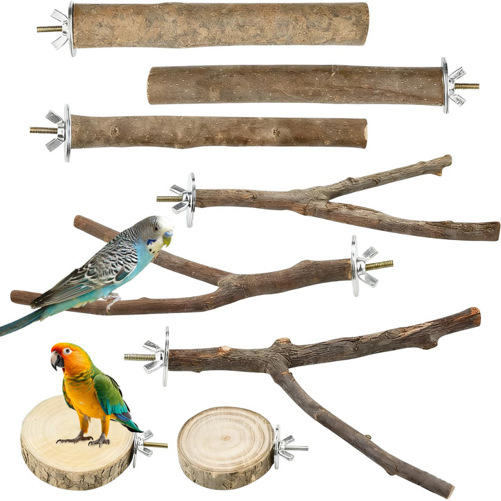 8 stück vogelspielzeug sitzstangen für vögel Naturholzstangen Vogelständer Vogelzubehör sitzstangen,