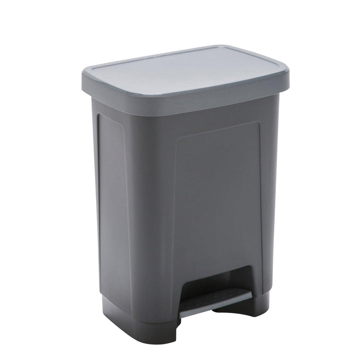 SUNDIS Step Bin, Mülleimer 25l mit Pedal und Deckel, aus recyceltem Kunststoff, rechteckig, schwarz