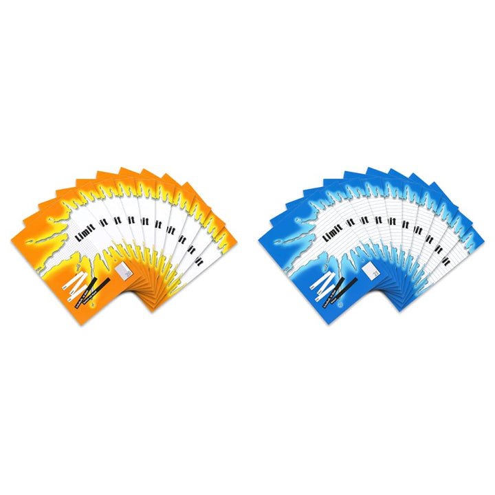 LIMIT Schulheft 100050511 10er Pack A4 Lineatur 26 - kariert mit Rand 16 Blatt orange & Schulheft 10