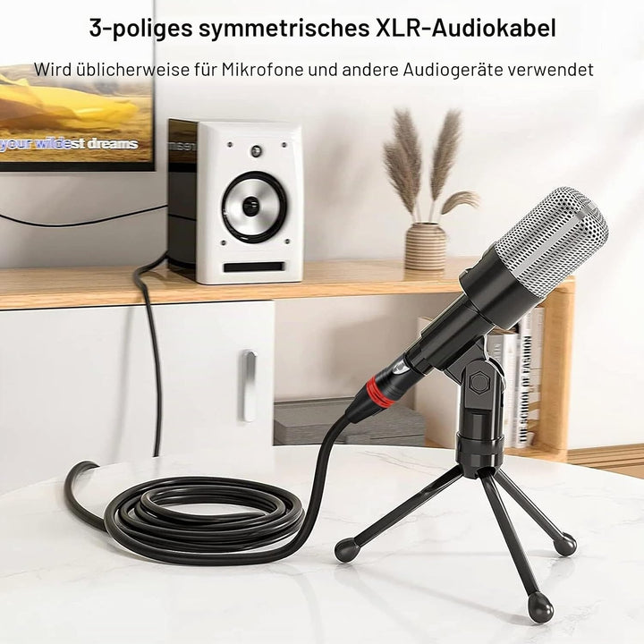 SLDXIAN XLR Kabel, Mikrofonkabel XLR Stecker auf XLR Busche, XLR Verlängerung für Verstärker, Mixer,