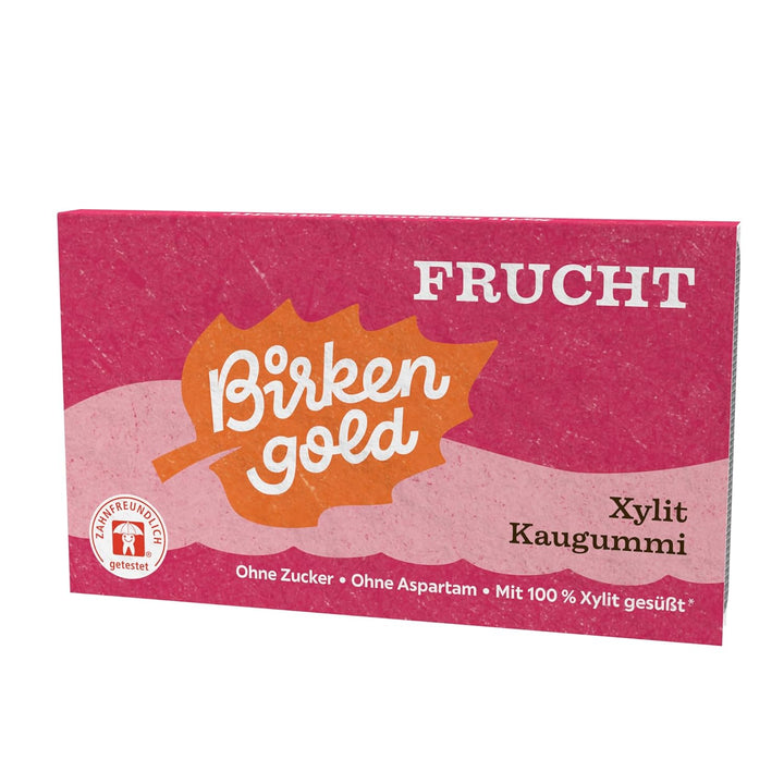 Birkengold Xylit Kaugummi Frucht | 24 Stk. Blister | Zahnpflege-Kaugummi | zuckerfrei | hoher Xylit-