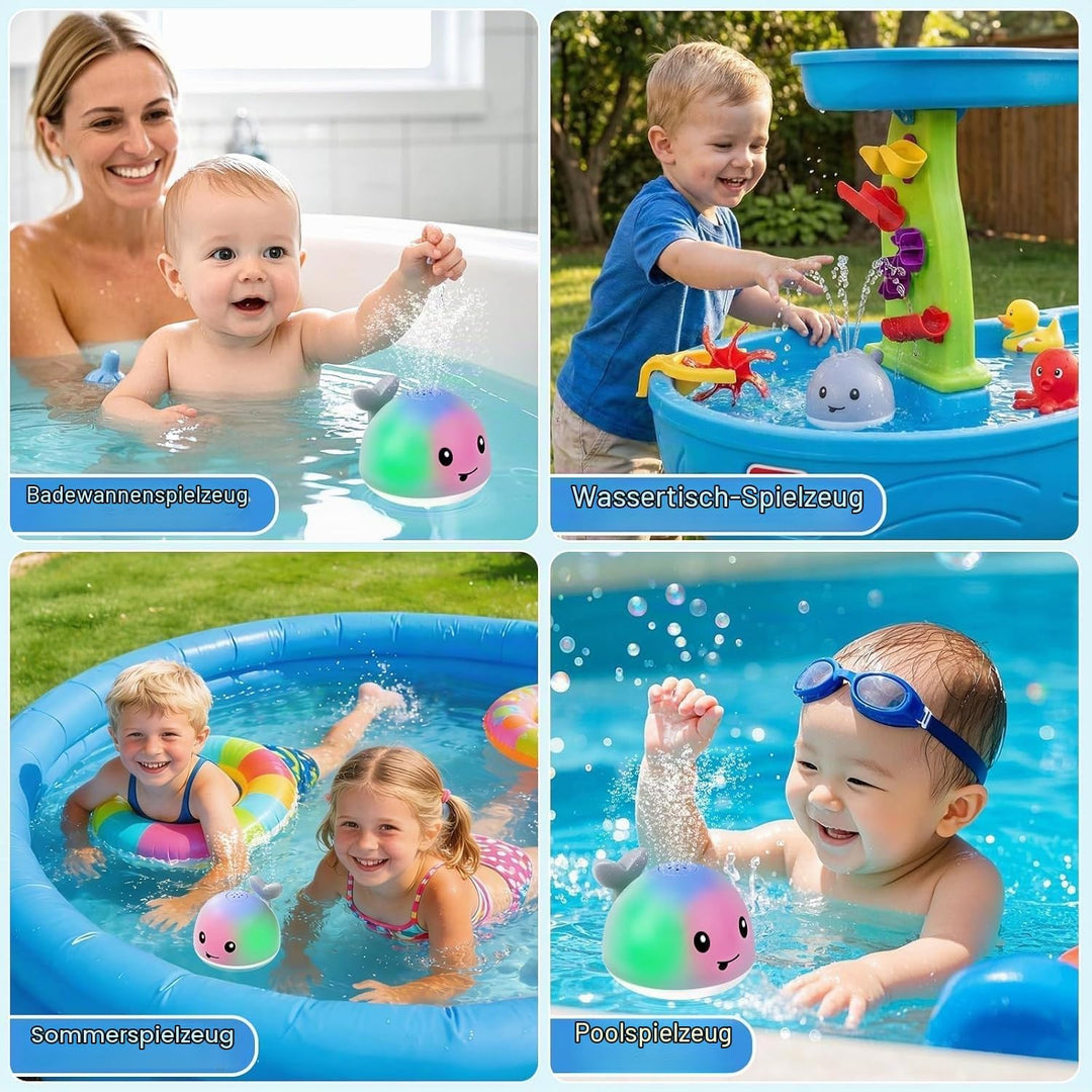 Gigilli Baby Badewannenspielzeug, Leuchtender Spritzender Wal-Spielzeug 6-12 12-18 Monate Badespielz
