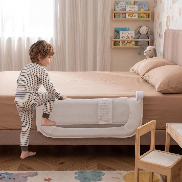FANTASK Bettgitter klappbar, 80 x 60 cm, Kinderschutzgitter mit U-förmigem Gestell & Gurt, Bettschut