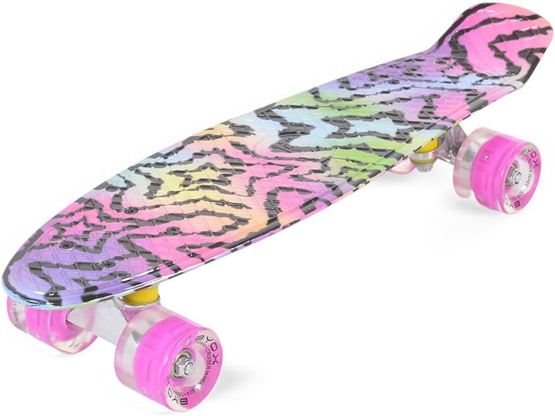 Byox Kinder Skateboard Stars 22 Zoll LED, 85A PU Rollen, ABEC 7, bis 85 kg, Farbe:pink, Pink