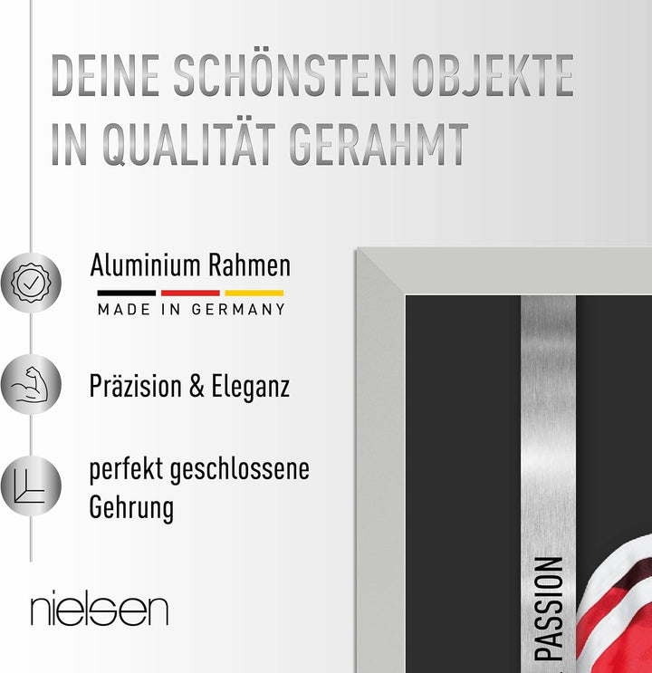 nielsen Trikotrahmen, 70 x 90 cm - Floatglas, Aluminium, Schwarz matt, Objektrahmen zum Aufhängen im
